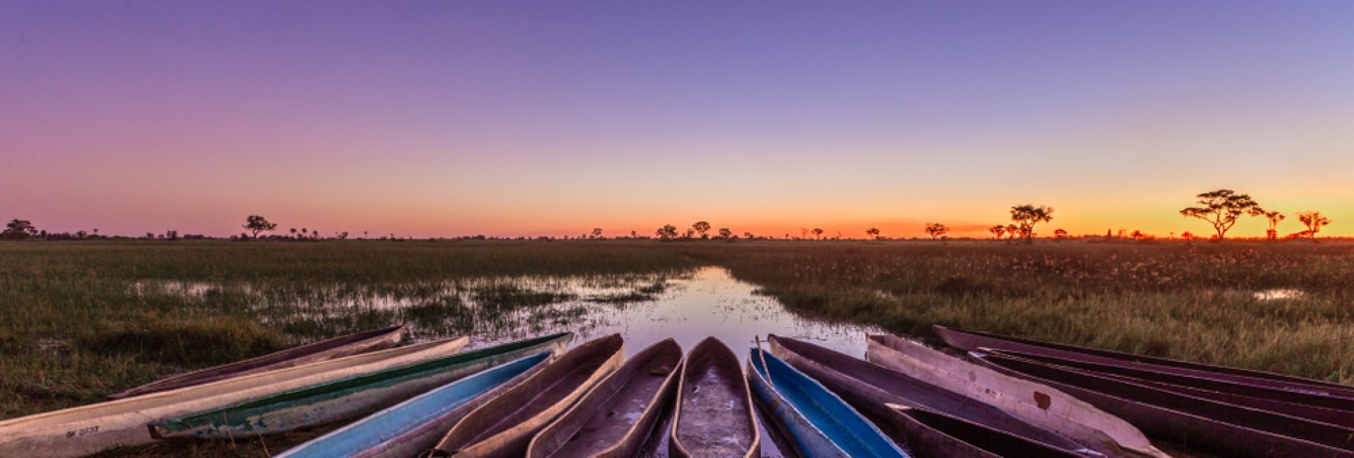 Botswanian,Local,Mokoro,Boats,In,The,Sunset,Time,,On,The